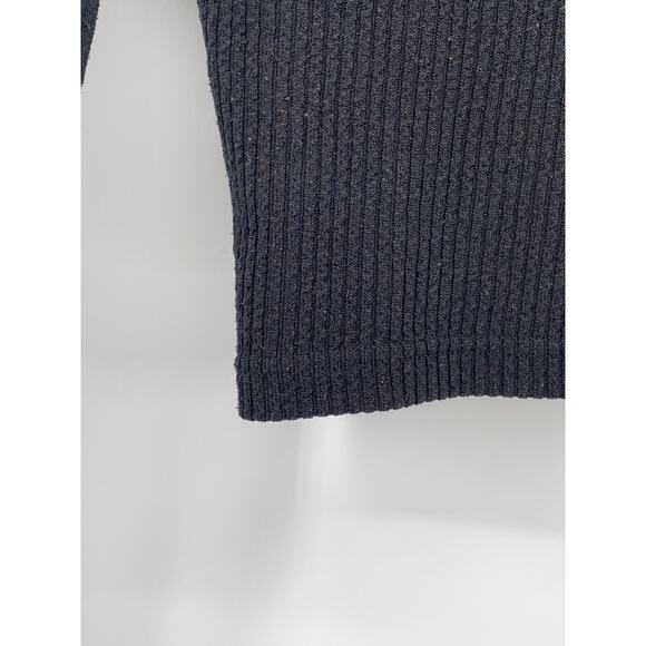 DIVIDED By H&M Women's Black Ribbed Split-Neck Long Sleeve Cropped Polo Top SZXS - Picture 7 of 11